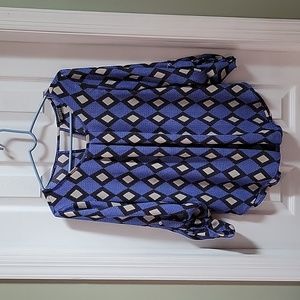 Papermoon for Stitch Fix Blouse 👚 💙 Blue Print